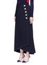 Front View - Click To Enlarge - COMME MOI - Frayed button front mock wrap maxi skirt