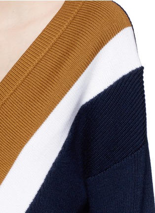 Detail View - Click To Enlarge - COMME MOI - Colourblock silk-blend rib knit dress