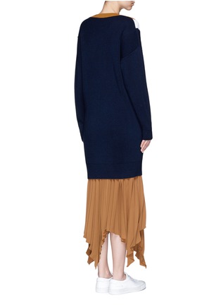 Back View - Click To Enlarge - COMME MOI - Colourblock silk-blend rib knit dress