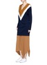 Figure View - Click To Enlarge - COMME MOI - Colourblock silk-blend rib knit dress