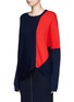 Front View - Click To Enlarge - COMME MOI - Asymmetric hem wool rib knit sweater