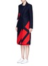 Front View - Click To Enlarge - COMME MOI - Colourblock wool melton coat