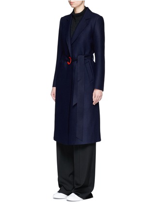 Front View - Click To Enlarge - COMME MOI - Eyelet belt wool melton coat
