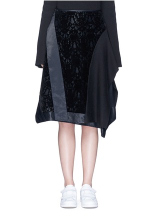 Main View - Click To Enlarge - DKNY - Wool knit flocked floral lace panelled skirt