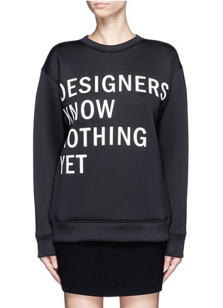 Main View - Click To Enlarge - DKNY - 'Designers Know Nothing Yet' print scuba jersey sweatshirt