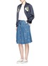 Figure View - Click To Enlarge - MUVEIL - Faux pearl front denim culottes