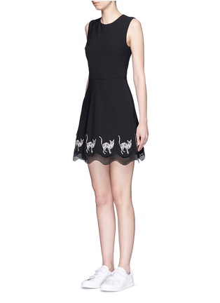 Front View - Click To Enlarge - MARKUS LUPFER - Mexican cat embroidery wave hem Fauna dress