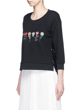 Front View - Click To Enlarge - MARKUS LUPFER - 'Mexican Flowers' embroidery lace Cece sweatshirt