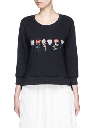 Main View - Click To Enlarge - MARKUS LUPFER - 'Mexican Flowers' embroidery lace Cece sweatshirt