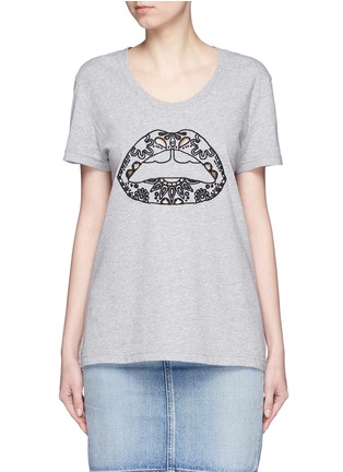 Main View - Click To Enlarge - MARKUS LUPFER - Lace Cut Out Lip' Dani T-shirt