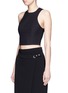 Front View - Click To Enlarge - T BY ALEXANDER WANG - Tech suiting fabric cropped top