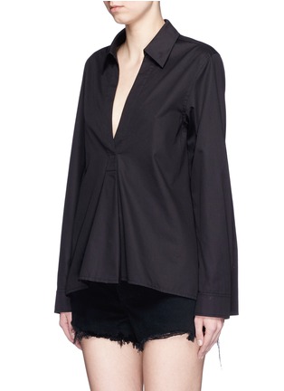 Front View - Click To Enlarge - T BY ALEXANDER WANG - V-neck cotton poplin shirt