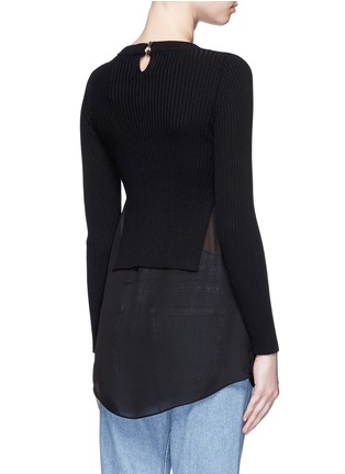 Back View - Click To Enlarge - T BY ALEXANDER WANG - Silk shirt tail cotton rib knit sweater