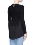 Back View - Click To Enlarge - T BY ALEXANDER WANG - Silk shirt tail cotton rib knit sweater