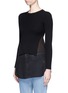 Front View - Click To Enlarge - T BY ALEXANDER WANG - Silk shirt tail cotton rib knit sweater