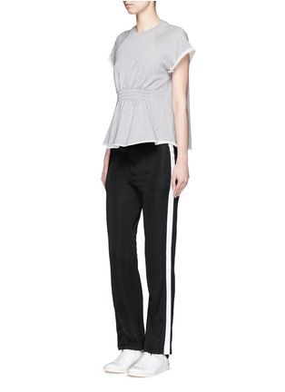 Figure View - Click To Enlarge - T BY ALEXANDER WANG - Shirred waist French terry peplum muscle top