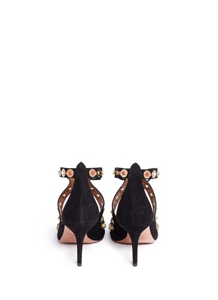 Back View - Click To Enlarge - AQUAZZURA - 'Byzantine' stud suede lace-up pumps