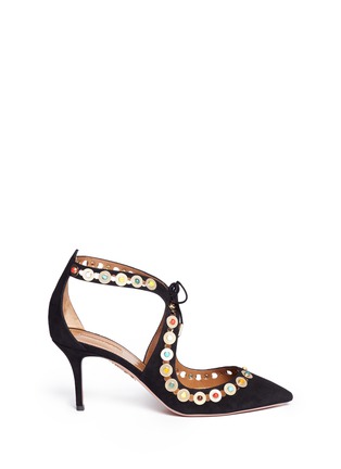 Main View - Click To Enlarge - AQUAZZURA - 'Byzantine' stud suede lace-up pumps