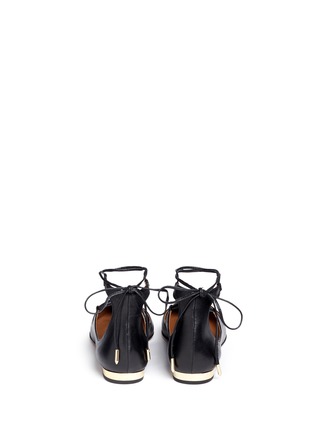 Back View - Click To Enlarge - AQUAZZURA - 'Christy' lace-up nappa leather flats