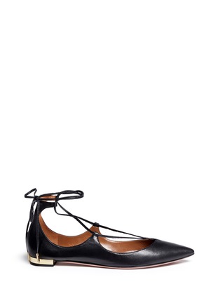 Main View - Click To Enlarge - AQUAZZURA - 'Christy' lace-up nappa leather flats