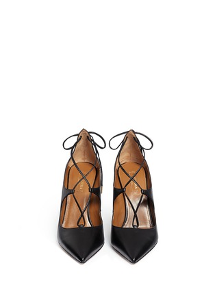 Front View - Click To Enlarge - AQUAZZURA - 'Christy' lace up nappa leather pumps