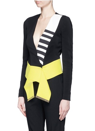 Front View - Click To Enlarge - PREEN BY THORNTON BREGAZZI - 'Dionne' stripe panel crepe wrap top