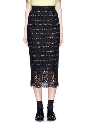 Main View - Click To Enlarge - PREEN BY THORNTON BREGAZZI - 'Ilaria' stripe crepe underlay lace skirt