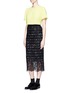 Figure View - Click To Enlarge - PREEN BY THORNTON BREGAZZI - 'Ilaria' stripe crepe underlay lace skirt