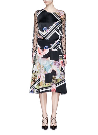 Detail View - Click To Enlarge - PREEN BY THORNTON BREGAZZI - 'Erin' chevron floral print belted dress
