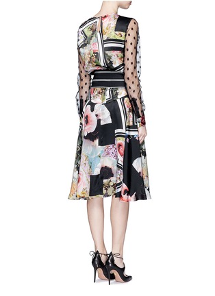 Back View - Click To Enlarge - PREEN BY THORNTON BREGAZZI - 'Erin' chevron floral print belted dress