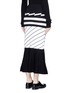 Back View - Click To Enlarge - PREEN BY THORNTON BREGAZZI - 'Nev' variegated stripe knit midi skirt