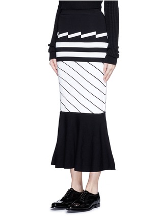 Front View - Click To Enlarge - PREEN BY THORNTON BREGAZZI - 'Nev' variegated stripe knit midi skirt