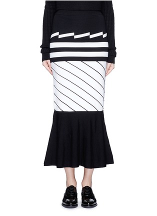Main View - Click To Enlarge - PREEN BY THORNTON BREGAZZI - 'Nev' variegated stripe knit midi skirt