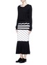 Figure View - Click To Enlarge - PREEN BY THORNTON BREGAZZI - 'Nev' variegated stripe knit midi skirt