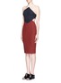 Figure View - Click To Enlarge - ELIZABETH AND JAMES - 'Riza' colourblock cutout V-strap pencil dress