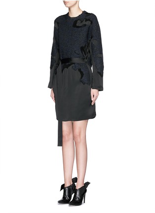 Front View - Click To Enlarge - 3.1 PHILLIP LIM - Destroyed lace charmeuse dress