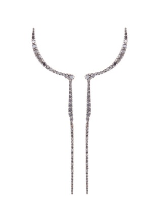 Main View - Click To Enlarge - CRISTINAORTIZ - Diamond rhodium 9k white gold crescent drop earrings