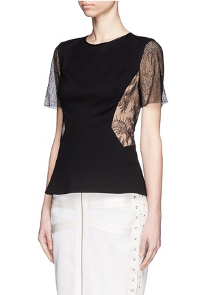 Front View - Click To Enlarge - JASON WU - Lace trim peplum top