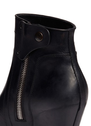 Detail View - Click To Enlarge - RICK OWENS  - Platform wedge leather ankle boots
