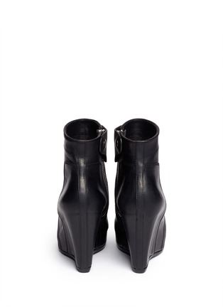 Back View - Click To Enlarge - RICK OWENS  - Platform wedge leather ankle boots