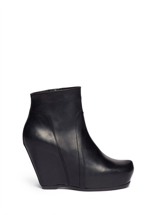 Main View - Click To Enlarge - RICK OWENS  - Platform wedge leather ankle boots