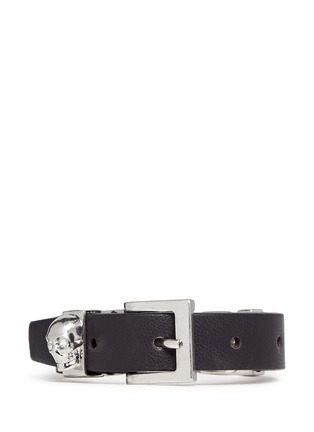 Back View - Click To Enlarge - ALEXANDER MCQUEEN - Skull leather chain bracelet