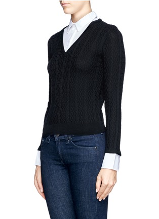 Front View - Click To Enlarge - ALICE & OLIVIA - Wool cable knit shirt sweater 