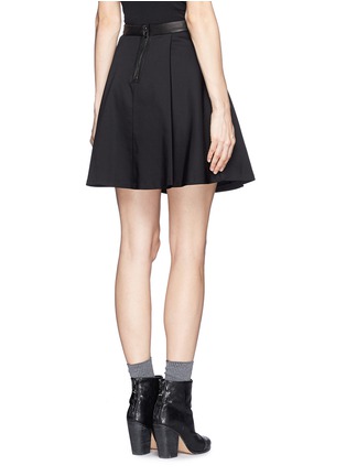 Back View - Click To Enlarge - ALICE & OLIVIA - Leather waistband centre pleat skirt