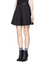 Front View - Click To Enlarge - ALICE & OLIVIA - Leather waistband centre pleat skirt