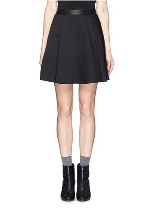 Main View - Click To Enlarge - ALICE & OLIVIA - Leather waistband centre pleat skirt