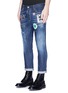 Front View - Click To Enlarge - 71465 - Glam Head' logo badge skinny jeans