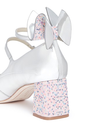 Detail View - Click To Enlarge - SOPHIA WEBSTER - 'Lilia' crystal 3D bow mirror leather Mary Jane pumps