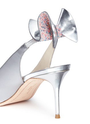 Detail View - Click To Enlarge - SOPHIA WEBSTER - Edie' crystal 3D bow mirror leather slingback pumps