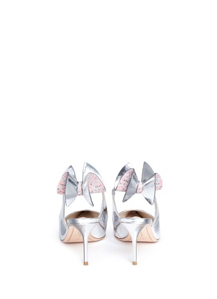 Back View - Click To Enlarge - SOPHIA WEBSTER - Edie' crystal 3D bow mirror leather slingback pumps